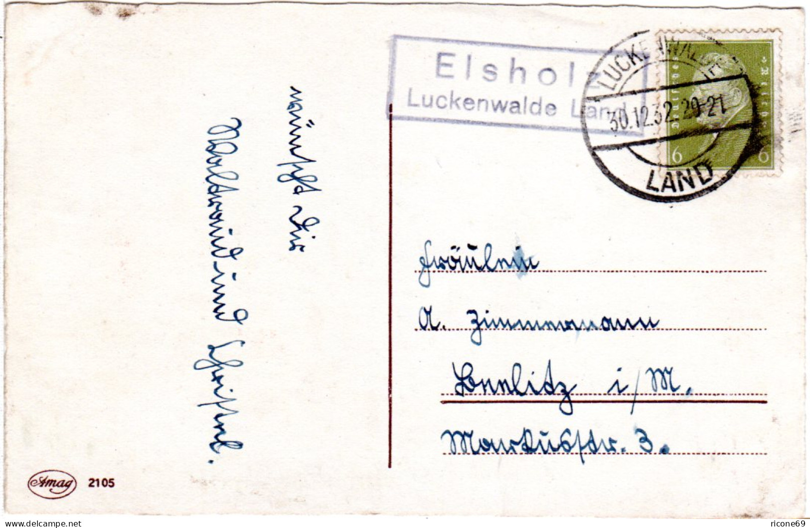 DR 1932, ELSHOLZ Luckenwalde Land, Landpost Stpl. Auf Karte M. 6 Pfg. - Briefe U. Dokumente