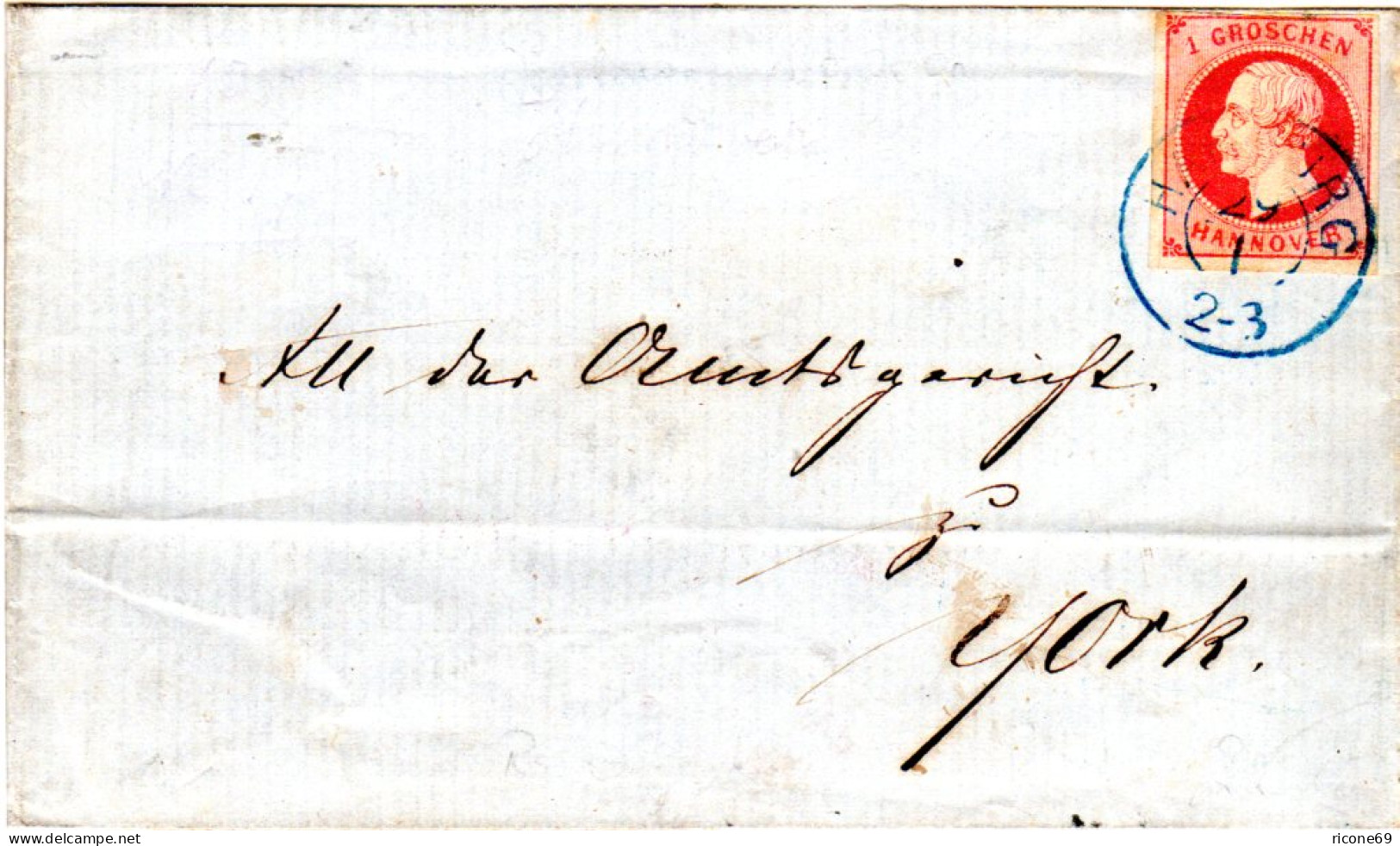 Hannover, 1 Gr. Auf Brief V. K2 Harburg M. Rücks. R2 Buxtehude U. Fingerhut York - Hanovre