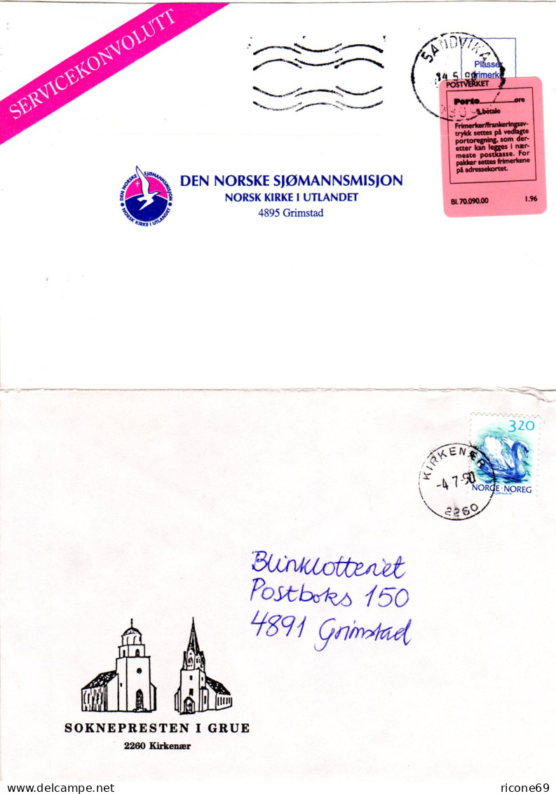 Norwegen, 7 Briefe M. Versch. Frankaturen, Dabei Einschreiben, Porto Usw. - Lettres & Documents