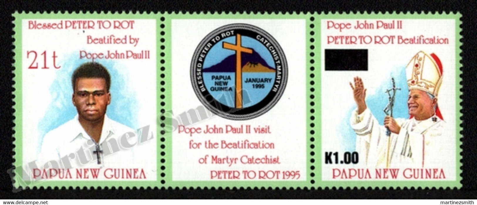 Papua New Guinea 1995 Yvert 722-23, Religion. Christianity. Beatification Peter To Rot. Pope John Paul II - MNH - Papua New Guinea