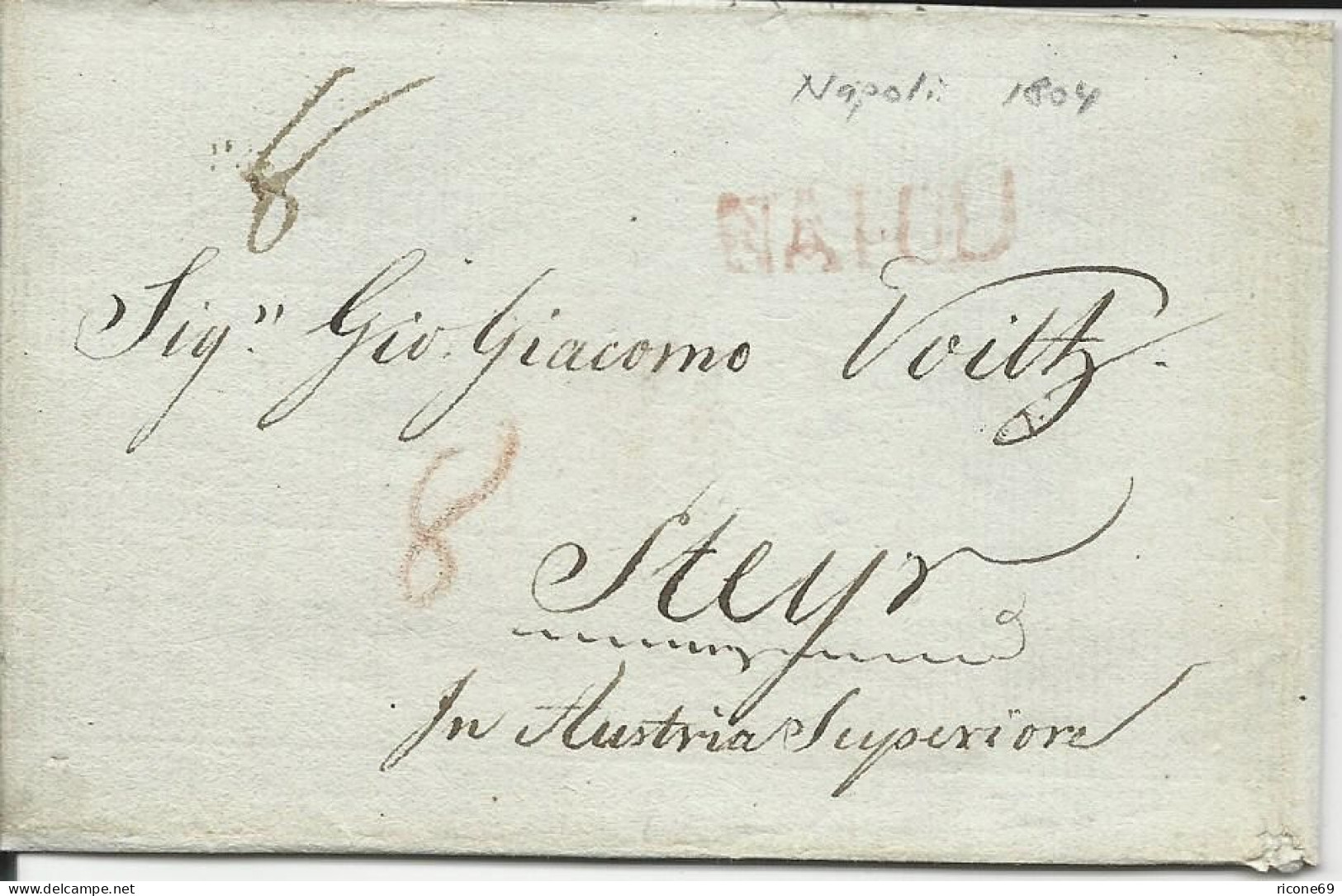 Italien Neapel 1804, Brief M. Rotem L1 NAPOLI Nach Steyr In Österreich. - Zonder Classificatie