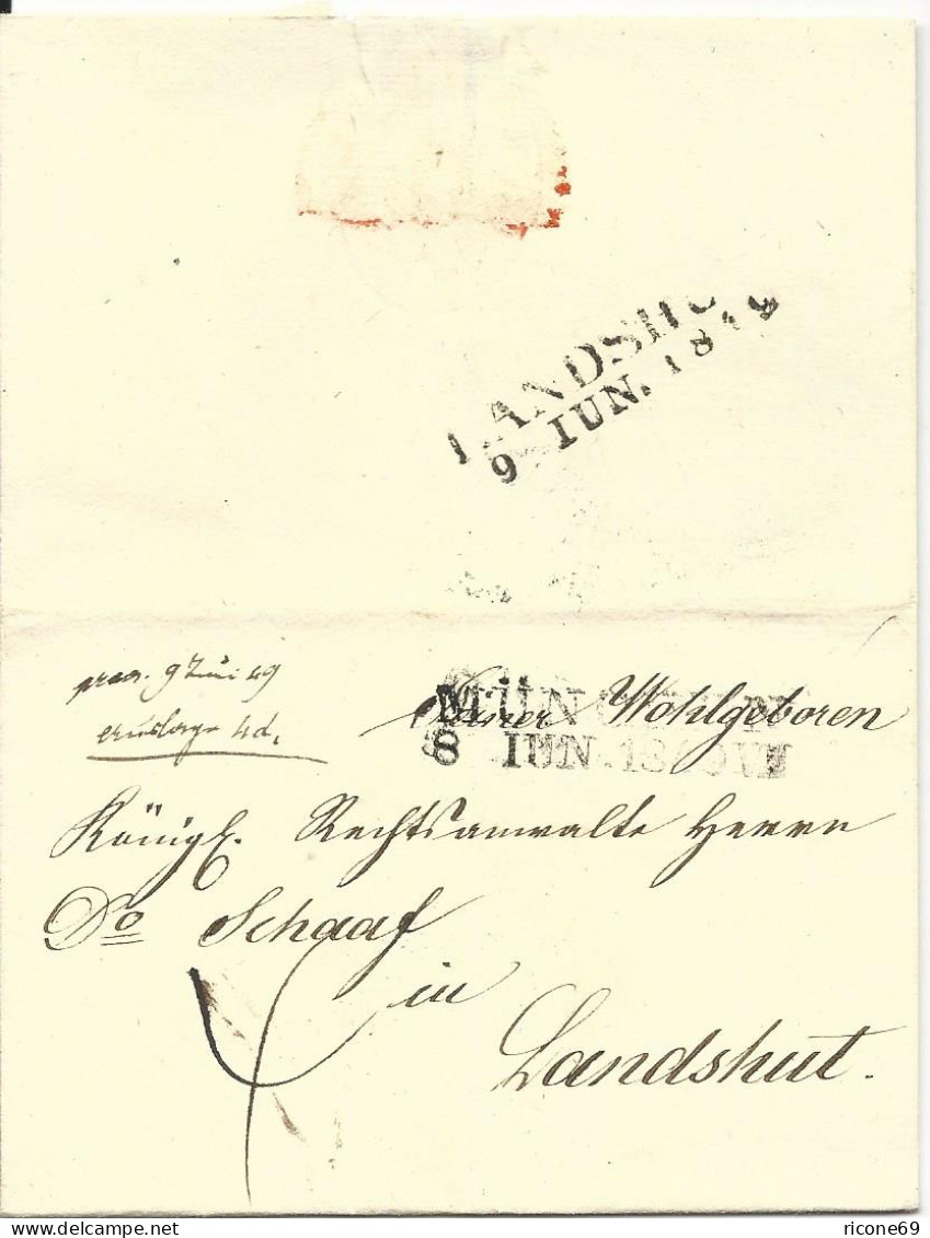 Bayern 1849, L2 München Auf Porto Brief N. Landshut - Briefe U. Dokumente