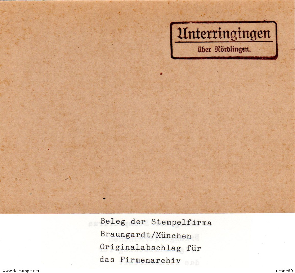 Landpoststellen Stpl. UNTERRINGINGEN über Nördlingen, Originalprobe Aus Archiv - Lettres & Documents