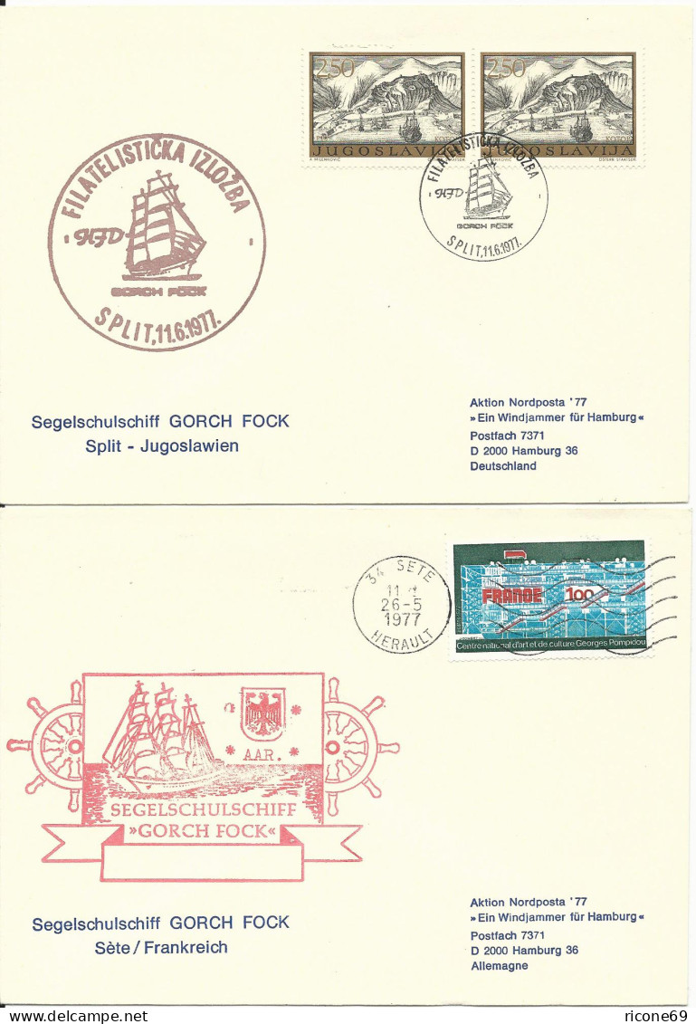 Segelschulschiff Gorch Fock, 2 Brief V. Jugoslawien U. Frankreich - Sammlungen