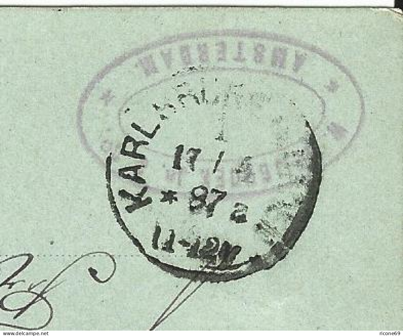 DR 1887, Klaucke Nr.81 "Karlsruhe A", Ank.Stpl. Auf NL Ganzsache M. Bahnpoststpl - Brieven En Documenten