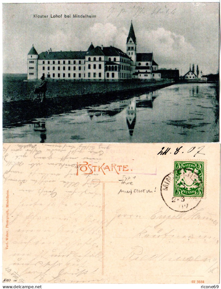 Bayern 1907, Posthilfstelle LOHHOF Taxe Mindelheim Auf AK M. 5 Pf. - Lettres & Documents