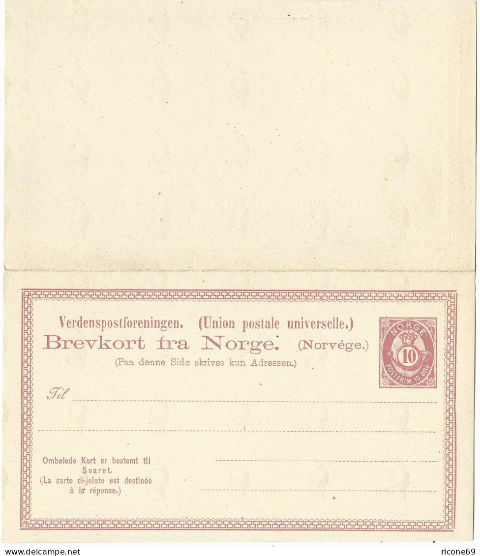 Norwegen P 15, 10+10 öre Doppel Ganzsache, Sauber Ungebraucht. - Cartas & Documentos