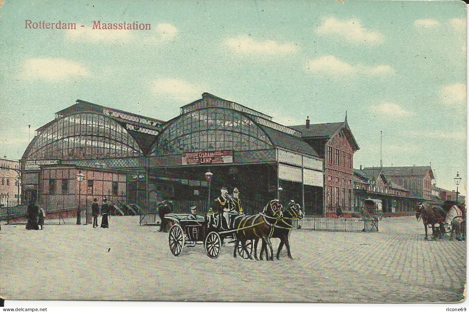 NL, Rotterdam Maasstation, Bahnhof M. Perde Kutsche, Ungebr. Farb AK - Stations Without Trains