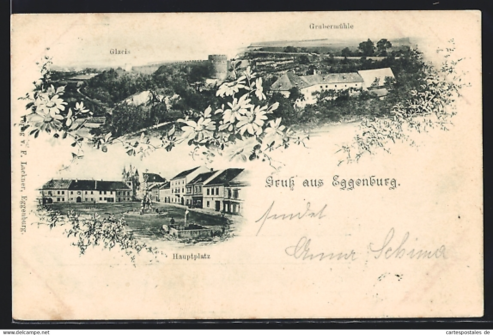 AK Eggenburg, Marktplatz Mit Denkmal, Blick Zur Burg  - Andere & Zonder Classificatie