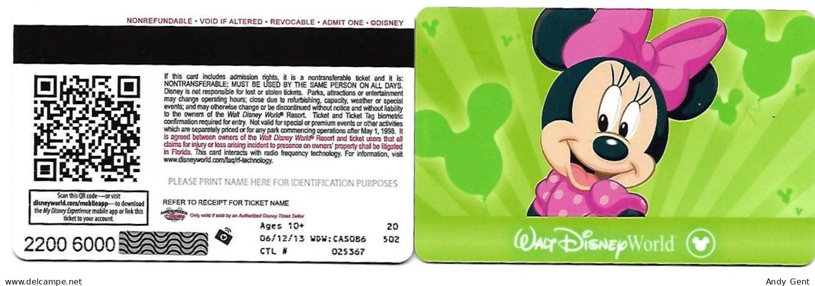 Ticket (3) Disneyland USA 2013 New / Plastic - Tickets - Vouchers
