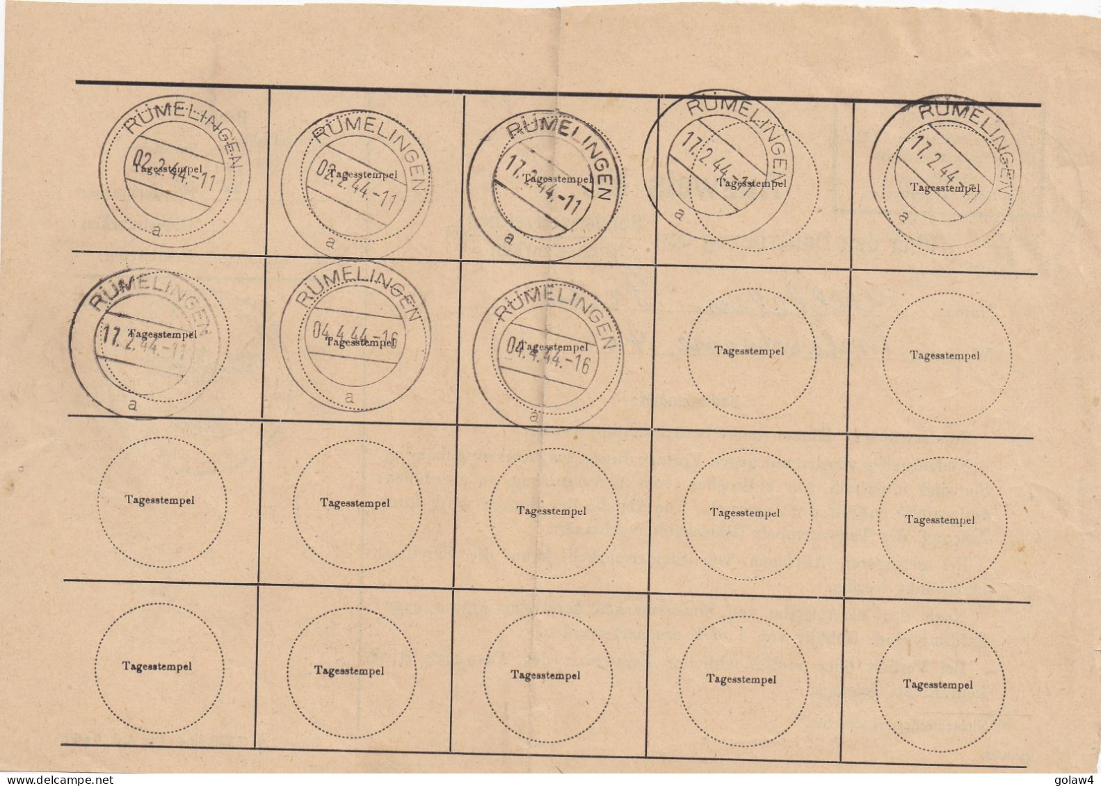 37138# TRES RARE TARIF ABONNEMENT AUX TIMBRES POSTES HITLER 1 RM Obl RÜMELINGEN 20 SEPTEMBRE 1943 RUMELANGE Luxembourg - 1940-1944 Deutsche Besatzung