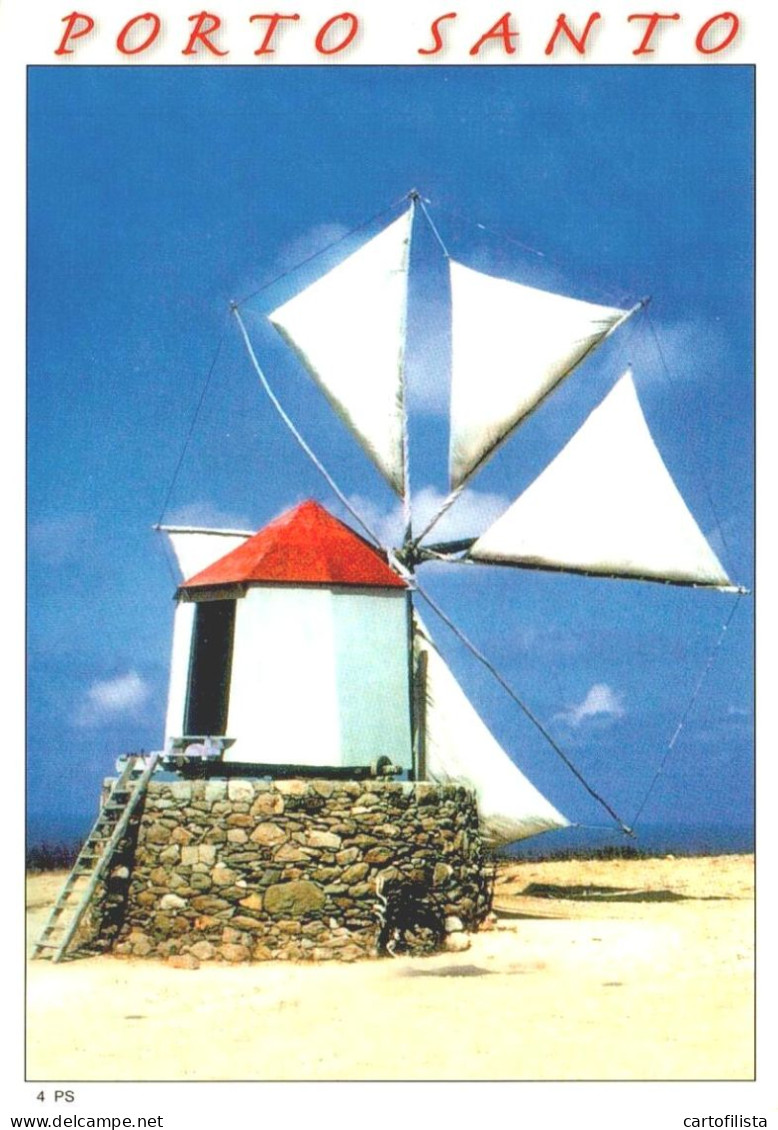 PORTO SANTO, Madeira - Um Moinho, Windmill  (2 Scans) - Madeira