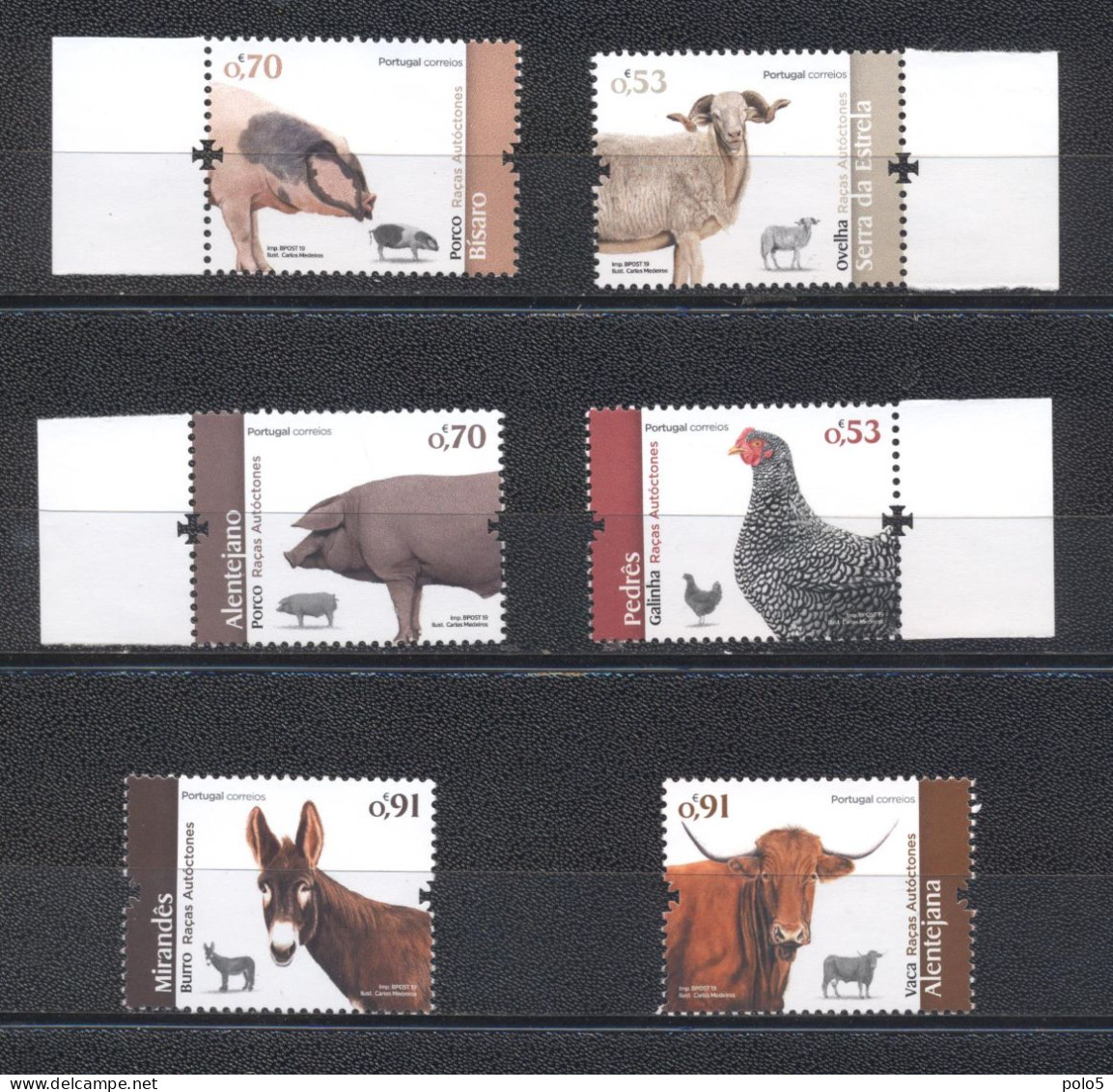 Portugal 2019- Portuguese Autochthonous Breeds Set (6v) - Unused Stamps