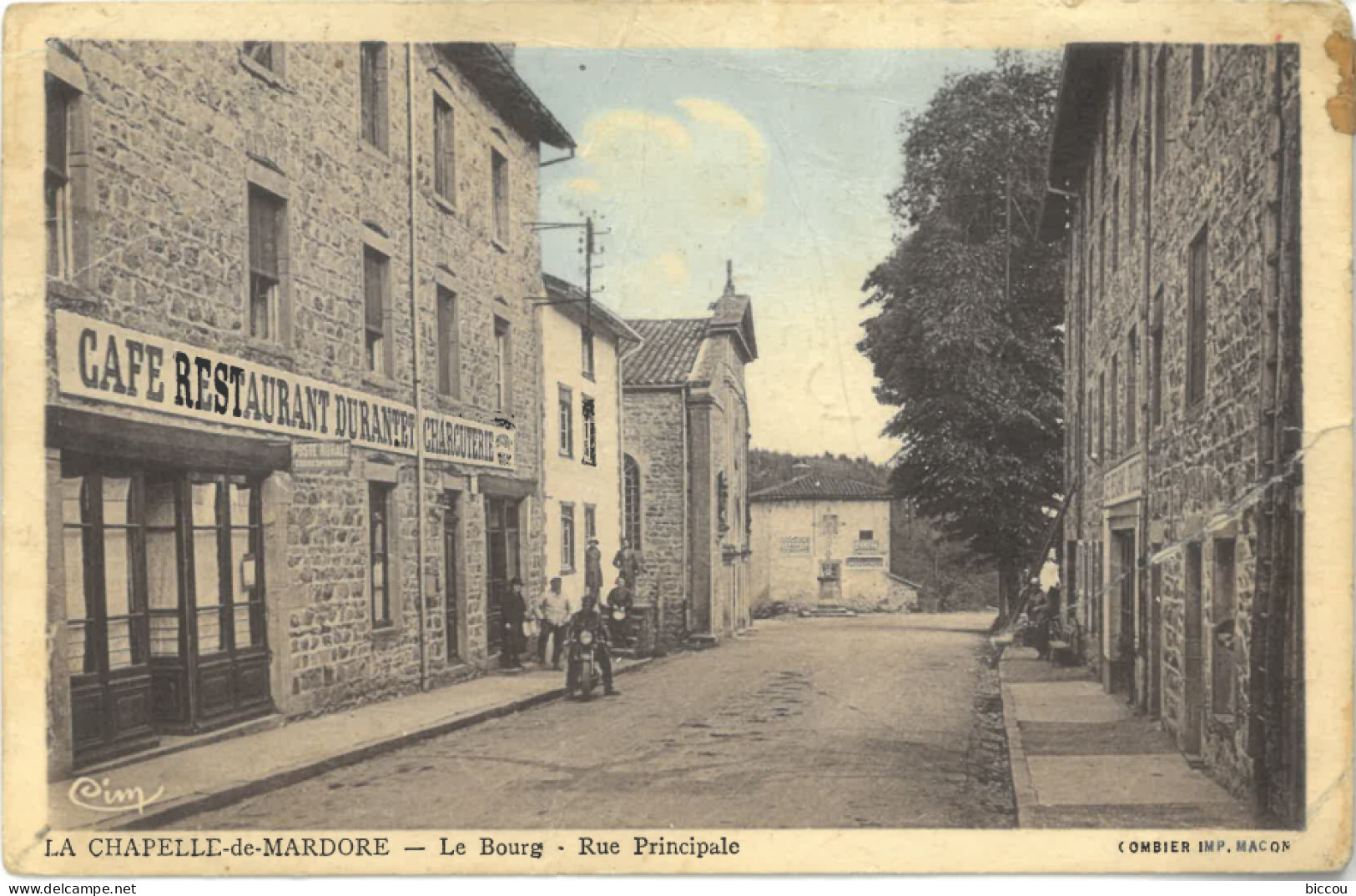 Cpa LA CHAPELLE DE MARDORE 69 - Le Bourg - Rue Principale (Café Restaurant) - Autres & Non Classés