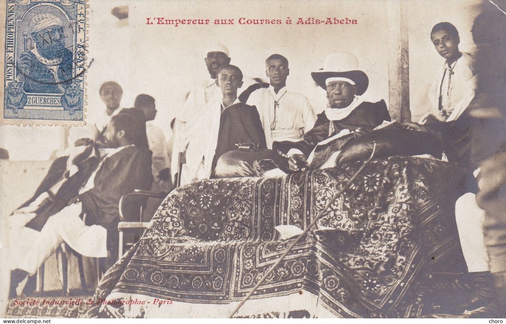 ETHIOPIE - L'EMPEREUR AUX COURSES A ADIS ABEBA - MENELIK II  - 1910 CORRESPONDANCE AU DOS - Äthiopien