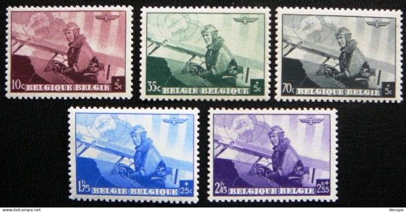 (dcbpf-292) Leopold III  Vliegenier  -  Aviateur  OBP  466-70    1938   MNH - Unused Stamps