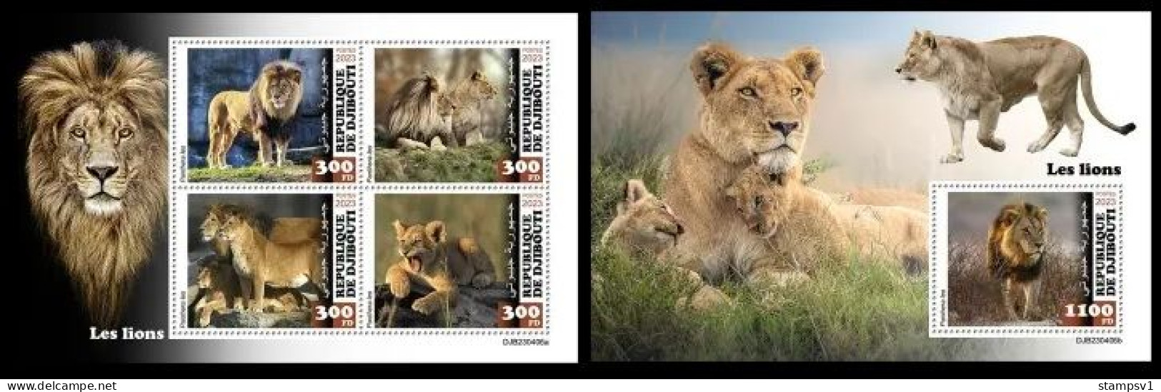 Djibouti  2023 Lions. (406) OFFICIAL ISSUE - Big Cats (cats Of Prey)