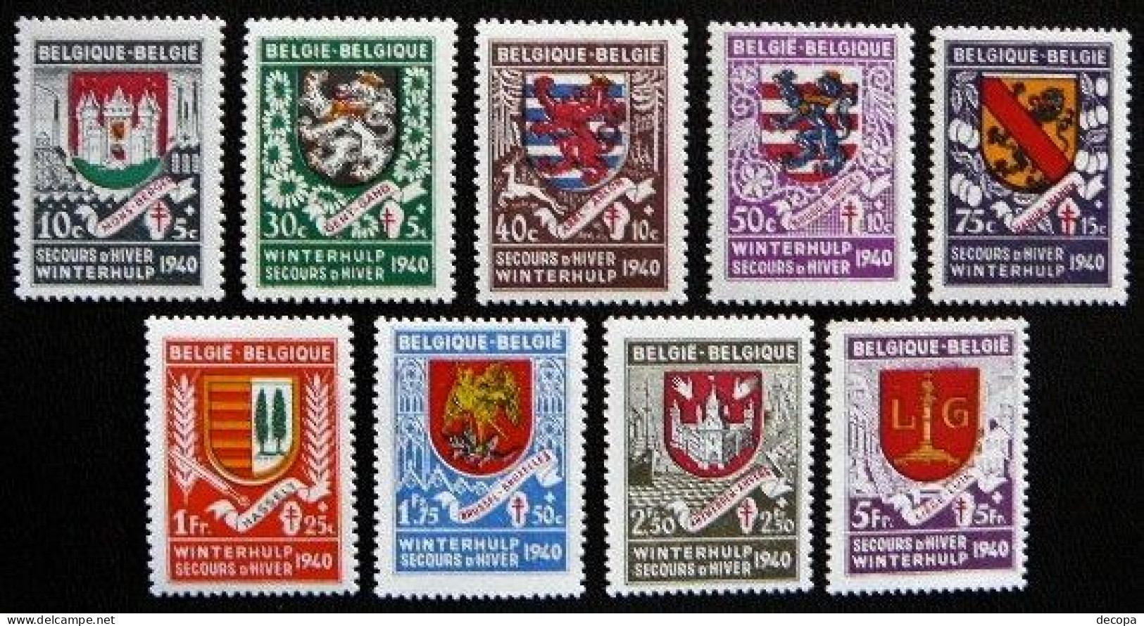 (dcbpf-297) 1e Winterhulp - Secours D'hiver  -  Wapenschilden - Armoires  OBP  538-546    1940-41   MNH - Unused Stamps