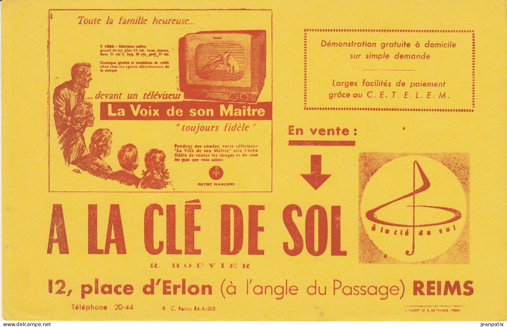 BUVARD & BLOTTER - A LA Clé De SOL - R. BOUVIER - Place Erlon - REIMS - Téléviseur La Voix De Son Maître - Autres & Non Classés