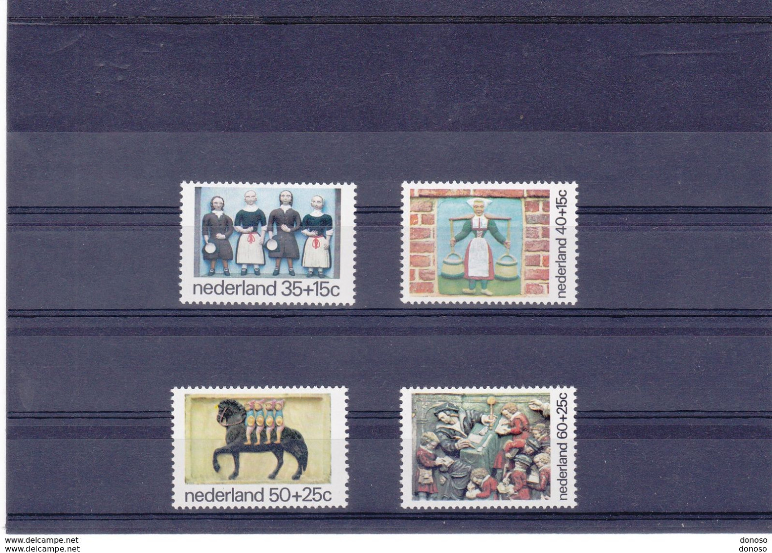 PAYS BAS 1975 Enfance, Sculptures De Facade Yvert 1030-1033, Michel 1059-1062 NEUF** MNH Cote 4 Euros - Unused Stamps