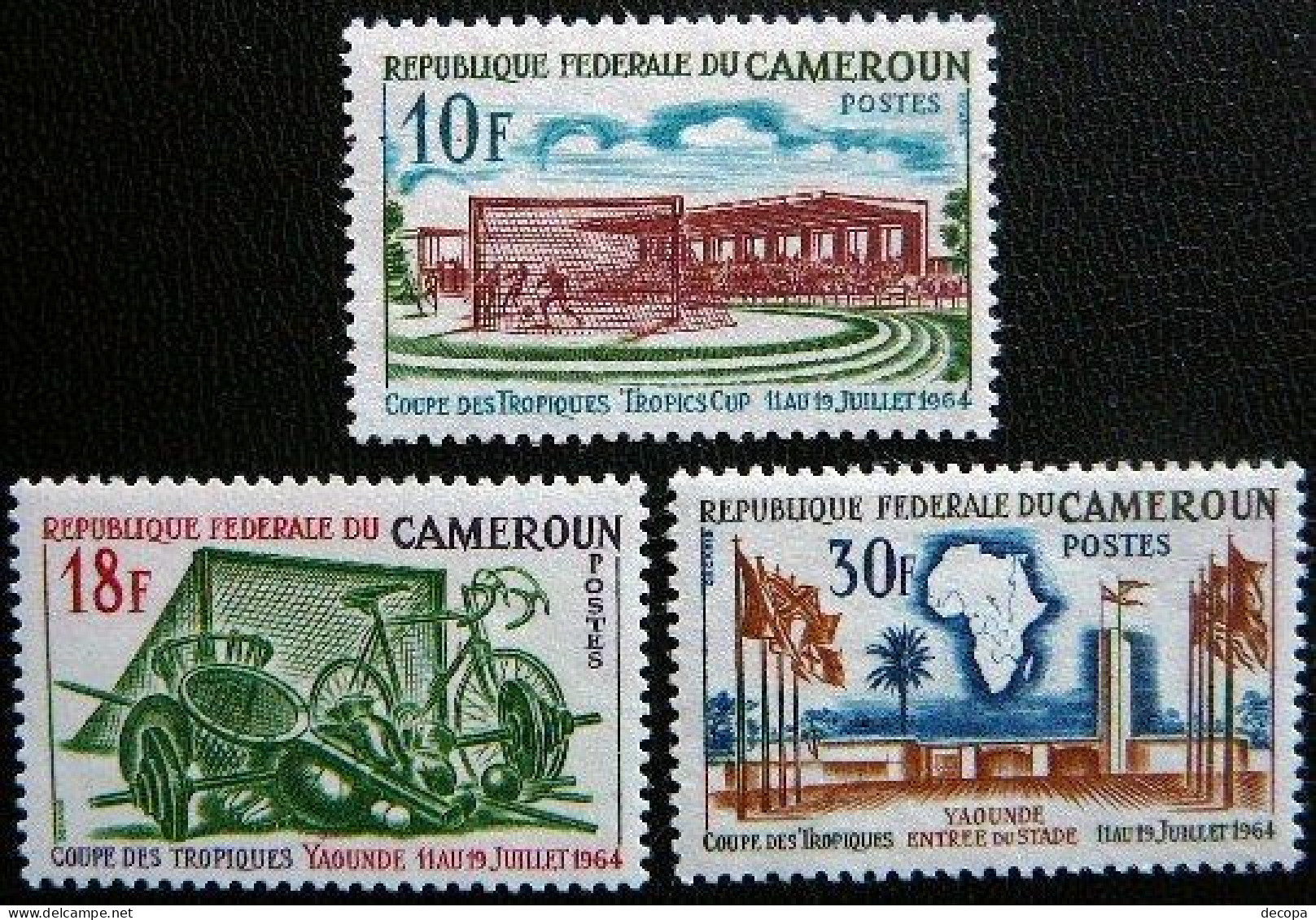 (dcos-343)  Cameroon  -  Cameroun  -  Kameroen       Mi 405-07    Yv 381-83      MNH   1964 - Cameroun (1960-...)