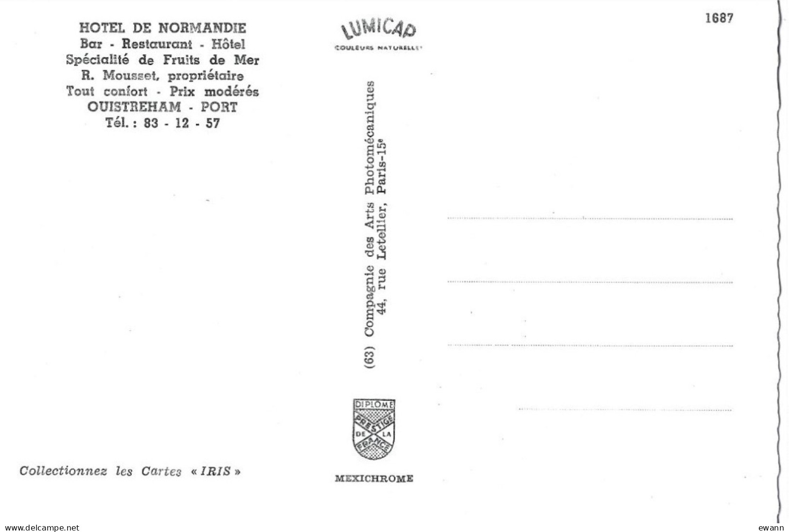 Carte Postale - Ouistreham-Port - Hôtel De Normandie - R.Mousset, Propriétaire - Ouistreham