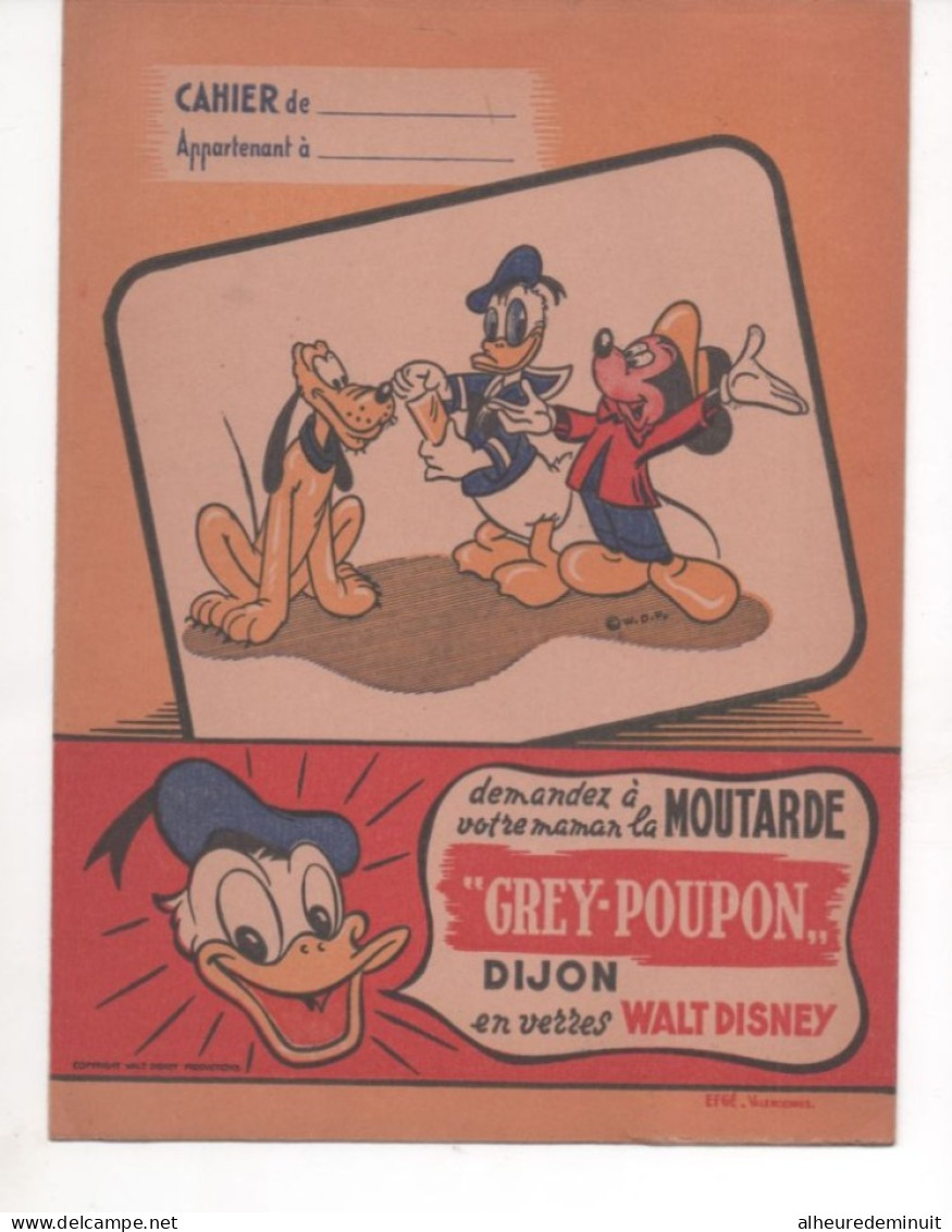 Lot 2 Protège-cahier-GREY_POUPON-WALT DISNEY-BLANCHE NEIGE-DONALD-MICKEY-moutarde DIJON-PLUTO CHIEN - Book Covers