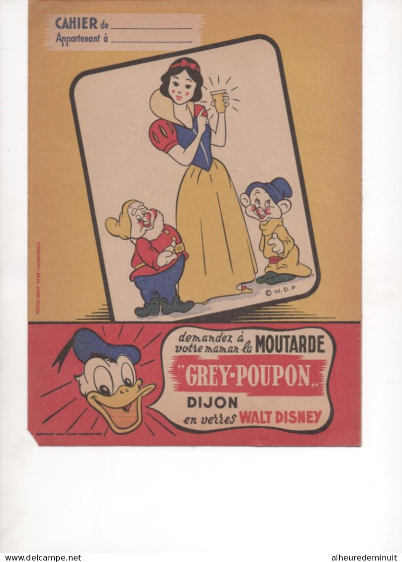 Lot 2 Protège-cahier-GREY_POUPON-WALT DISNEY-BLANCHE NEIGE-DONALD-MICKEY-moutarde DIJON-PLUTO CHIEN - Copertine Di Libri