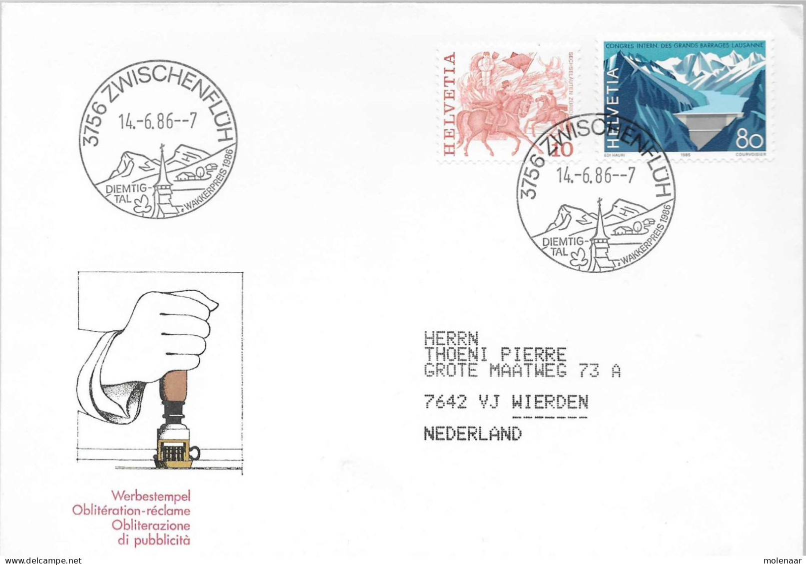 Postzegels > Europa > Zwitserland > 1980-1989 > Brief Met No. 1287 (17617) - Storia Postale