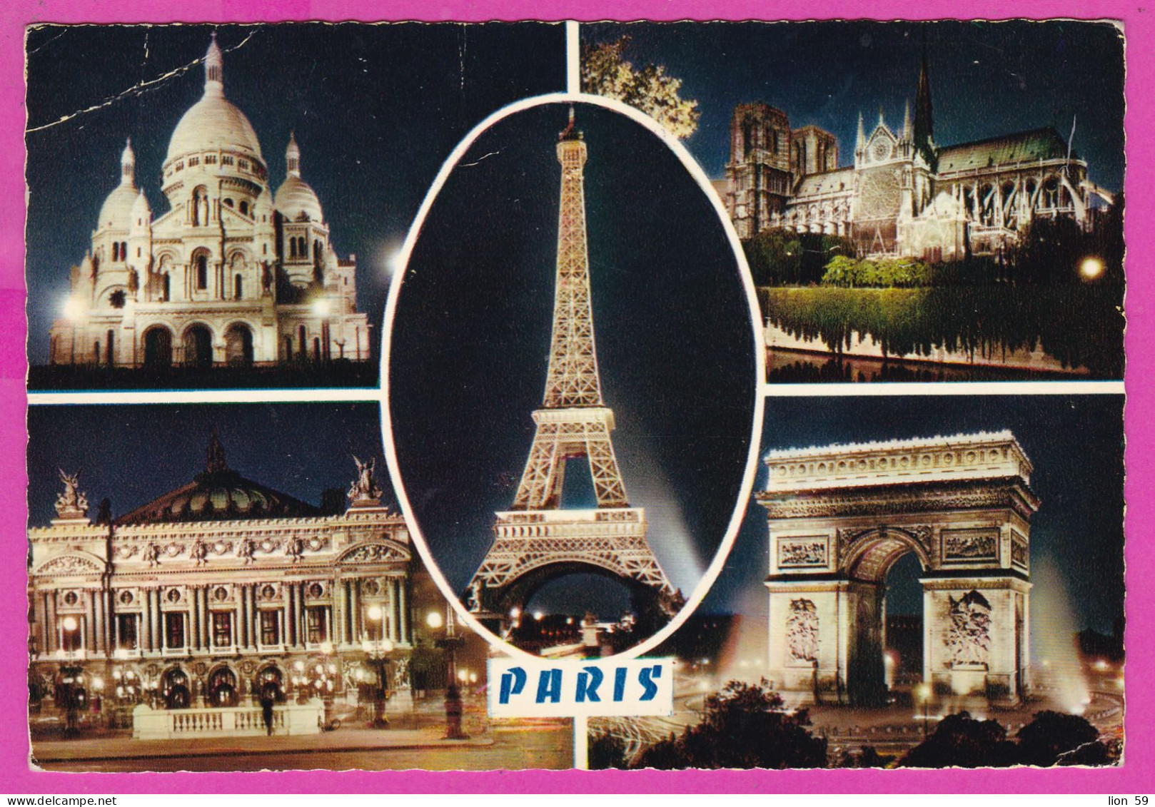 294194 / France - PARIS Notre-Dame Tour Eiffel PC 1970 Postage Due USED 0.40 Fr. Marianne De Cheffer Flamme Protection - 1967-1970 Marianne De Cheffer