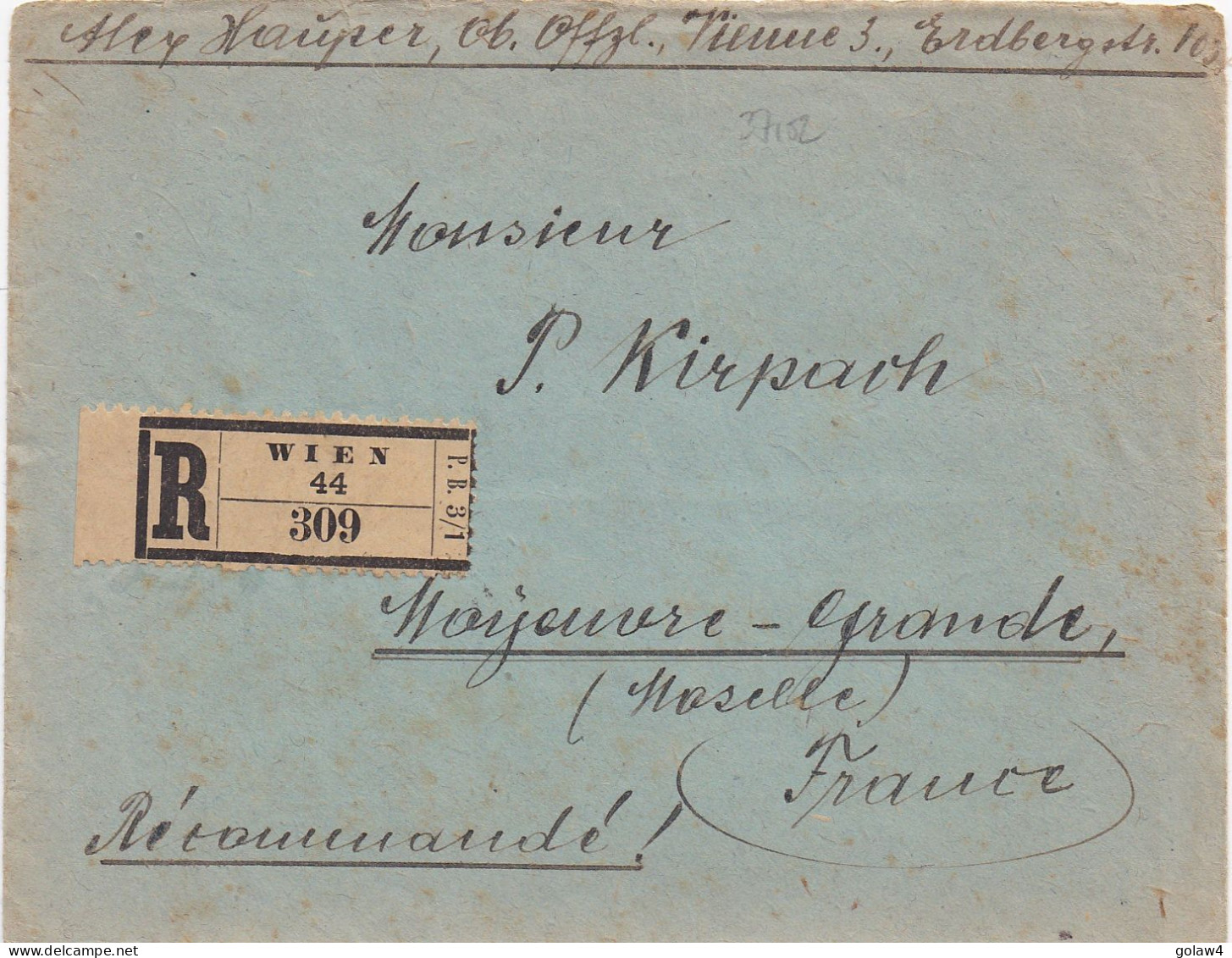 37152# INFLA LETTRE RECOMMANDEE Obl WIEN 44 3 Mars 1923 VIENNE Pour MOYEUVRE GRANDE MOSELLE - Lettres & Documents