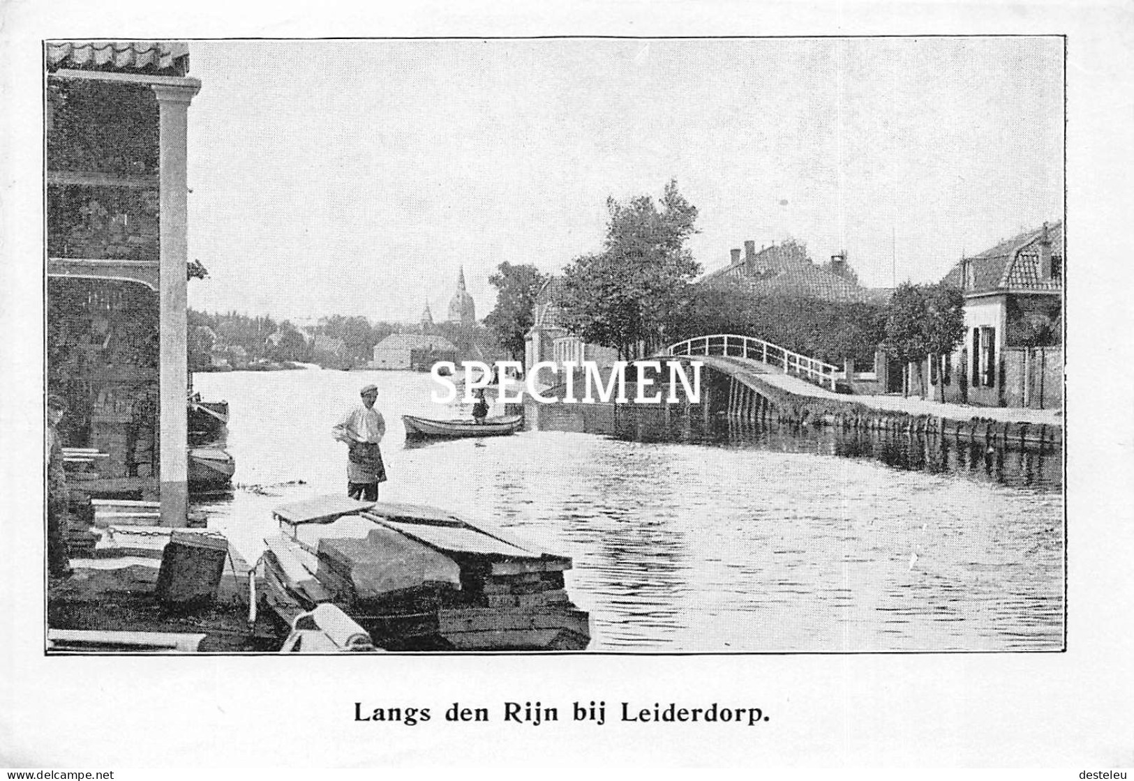 Prent - Langs Den Rijn Bij Leiderdorp  - 8.5x12.5 Cm - Other & Unclassified