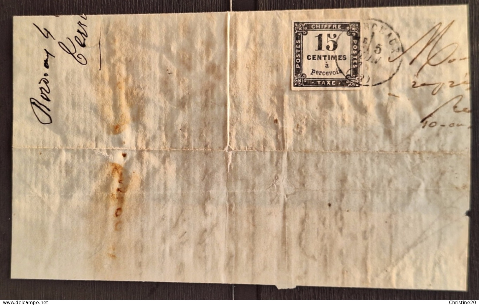 France 1863 Taxe N°3B Sur Grand Fgt Ob TB - 1859-1959 Briefe & Dokumente