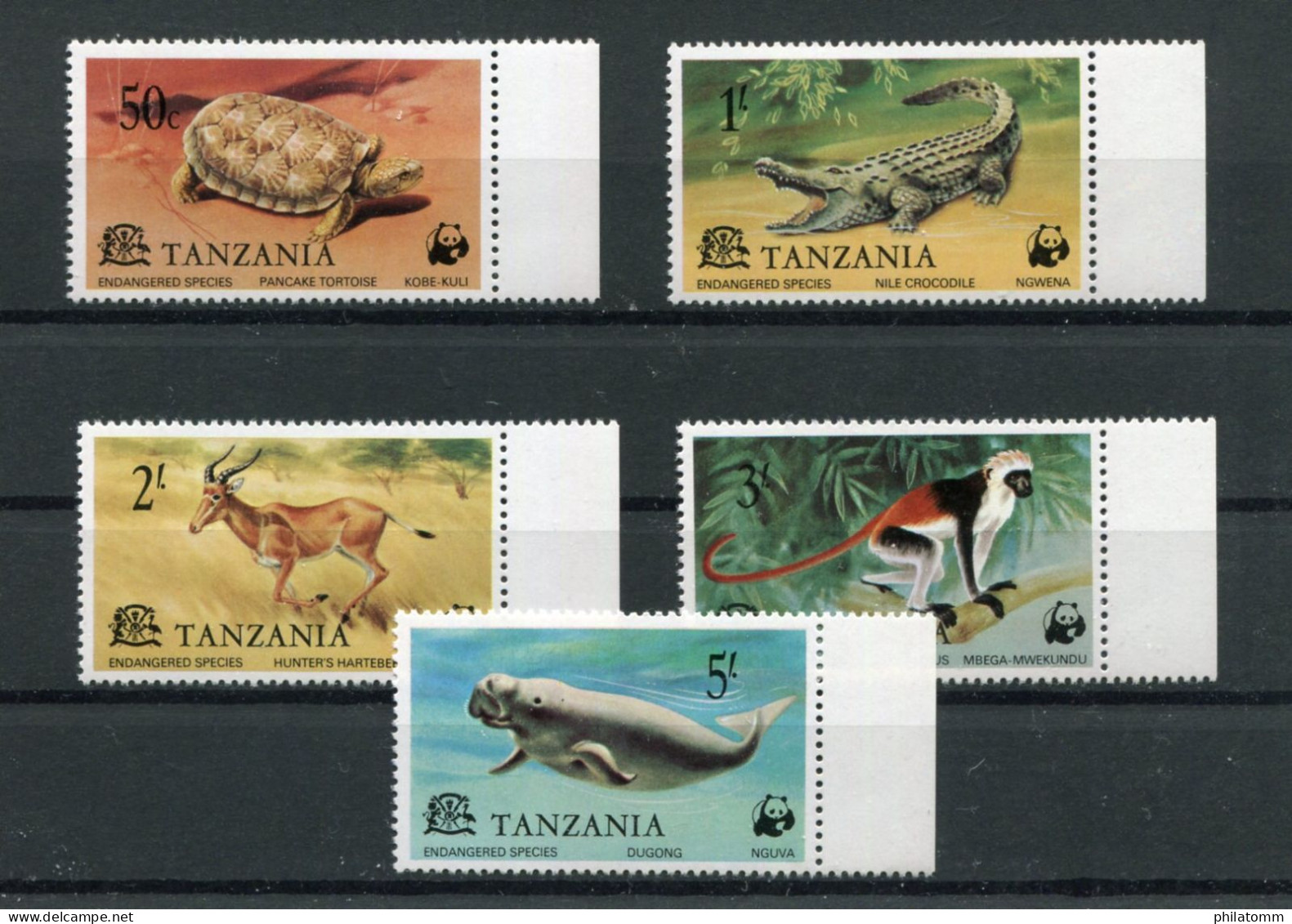 WWF - Tansania - Mi.Nr. 82 / 86 - "Geschützte Wildtiere" ** / MNH (aus Dem Jahr 1977) - Neufs