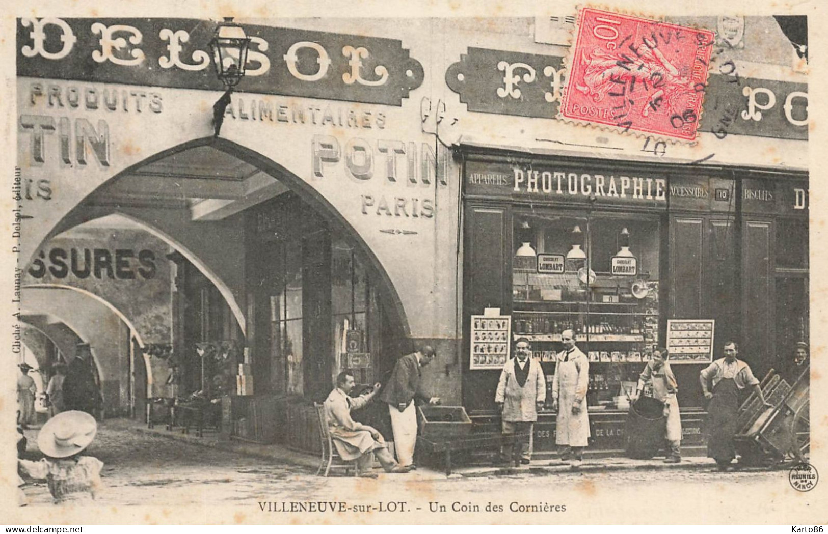 Villeneuve Sur Lot * 1906 * Devanture Magasin Photographe Photographie , Un Coin  Des Cornières * Commerces Magasins - Villeneuve Sur Lot