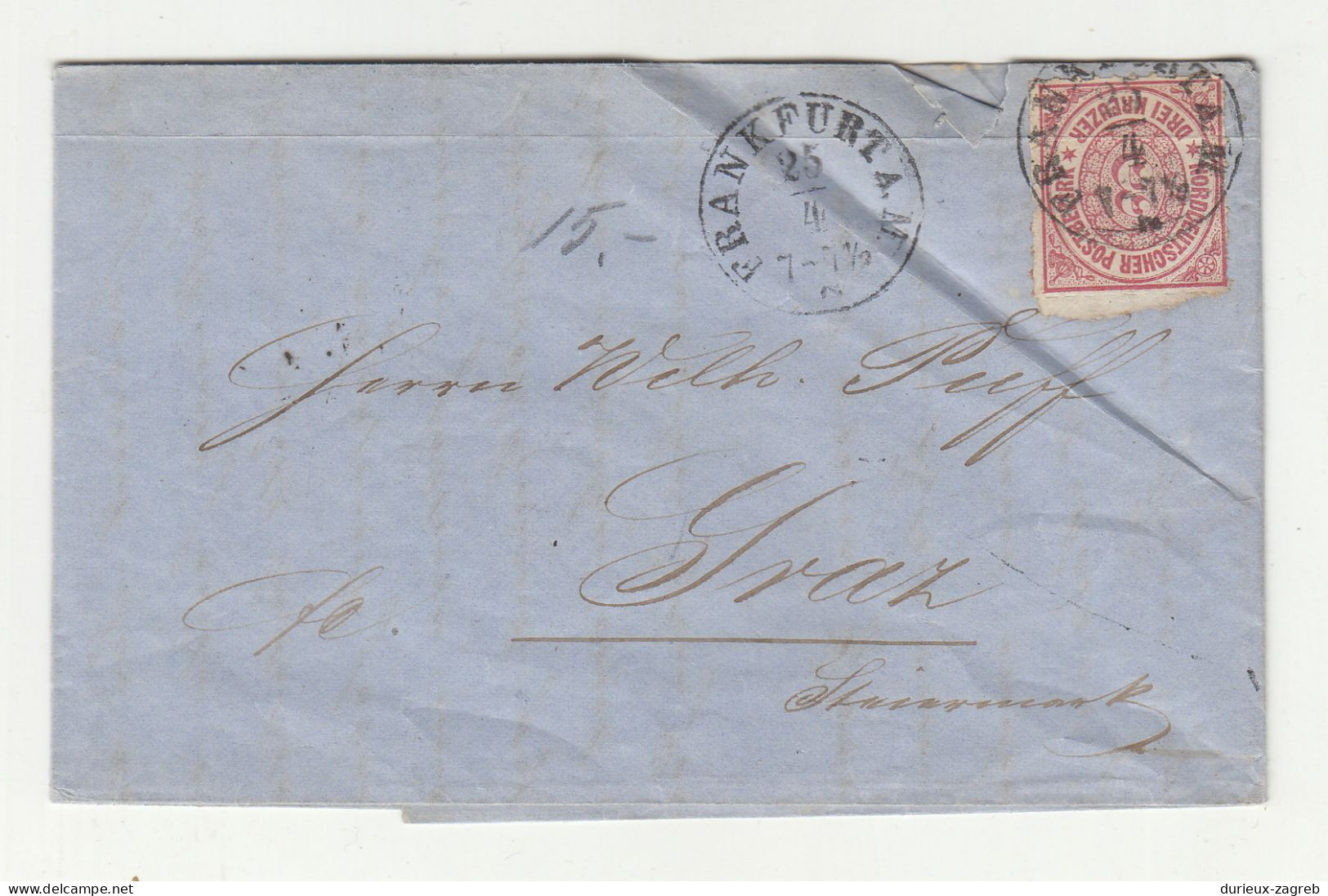 Norddeutscher Postbezirk Letter Posted 1868 Frankfurt Ot Graz 240510 - Ganzsachen