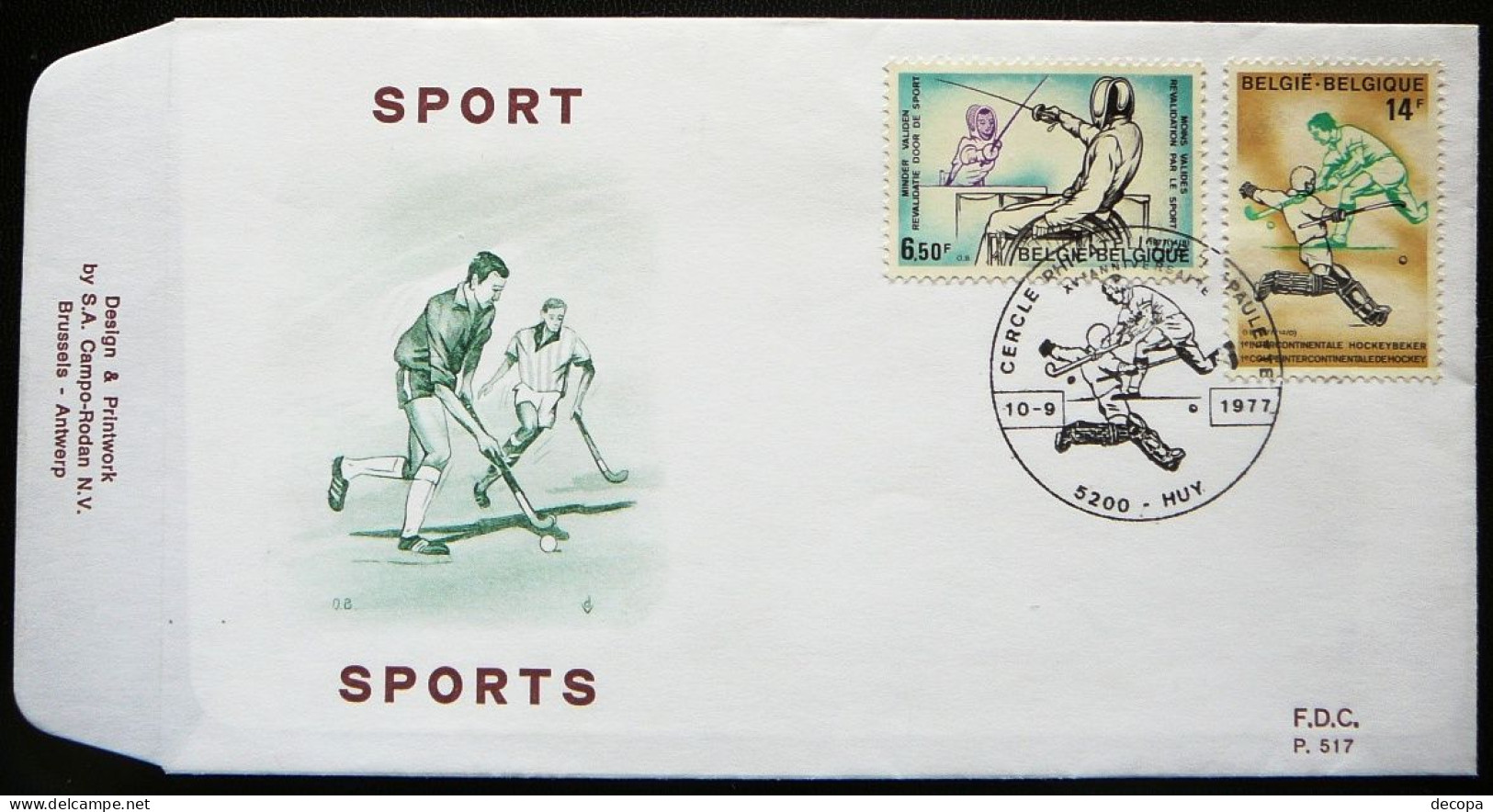 (dcos-467) België  -  Belgique - Belgium   FDC  Mi Nrs. 1915-18    OBP 1863-66  Sports  (2 Scans) - 1971-1980