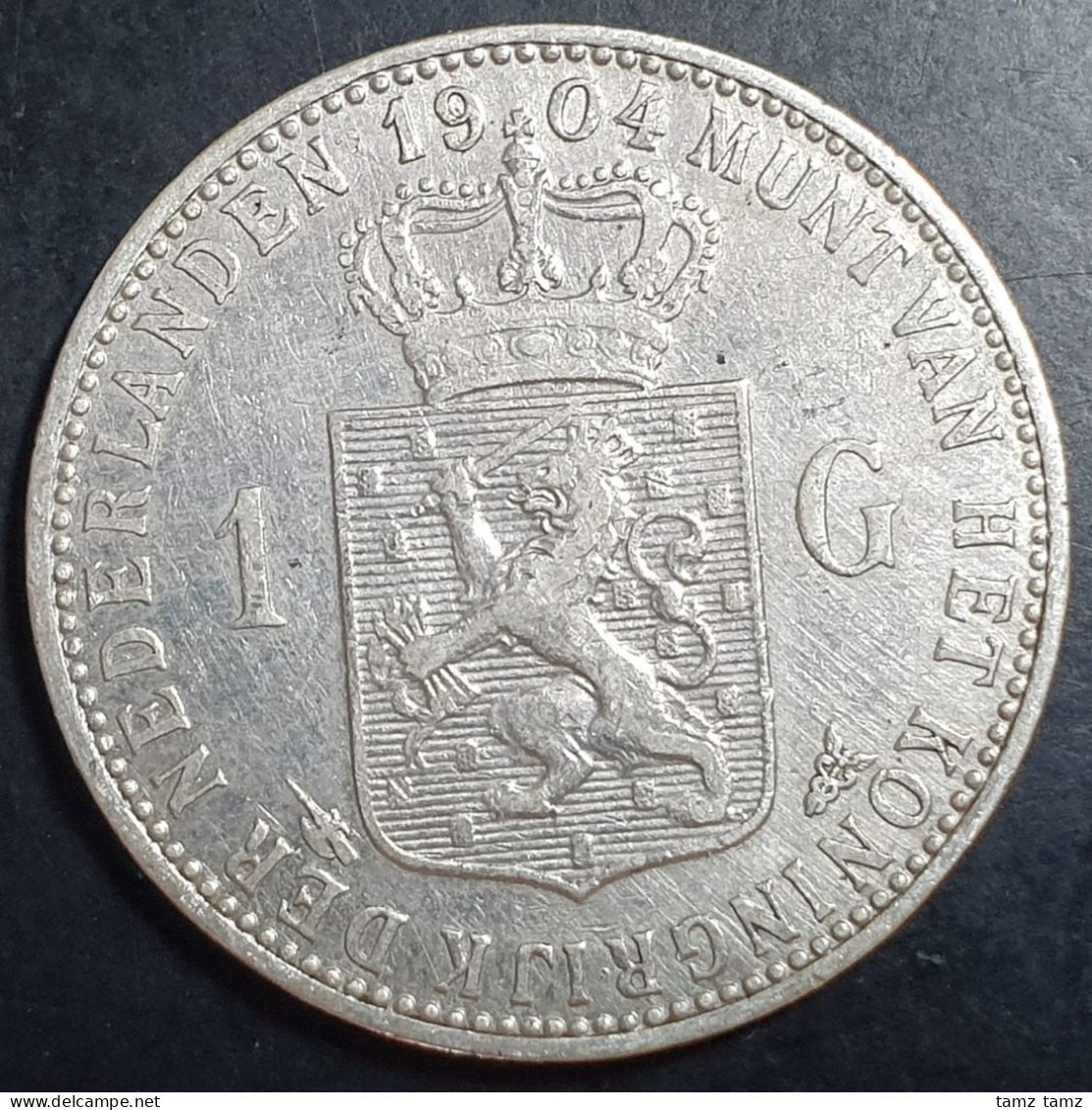 Netherlands 1 Gulden Wilhelmina Crown 1904 XF Sharp Detail - 1 Gulden