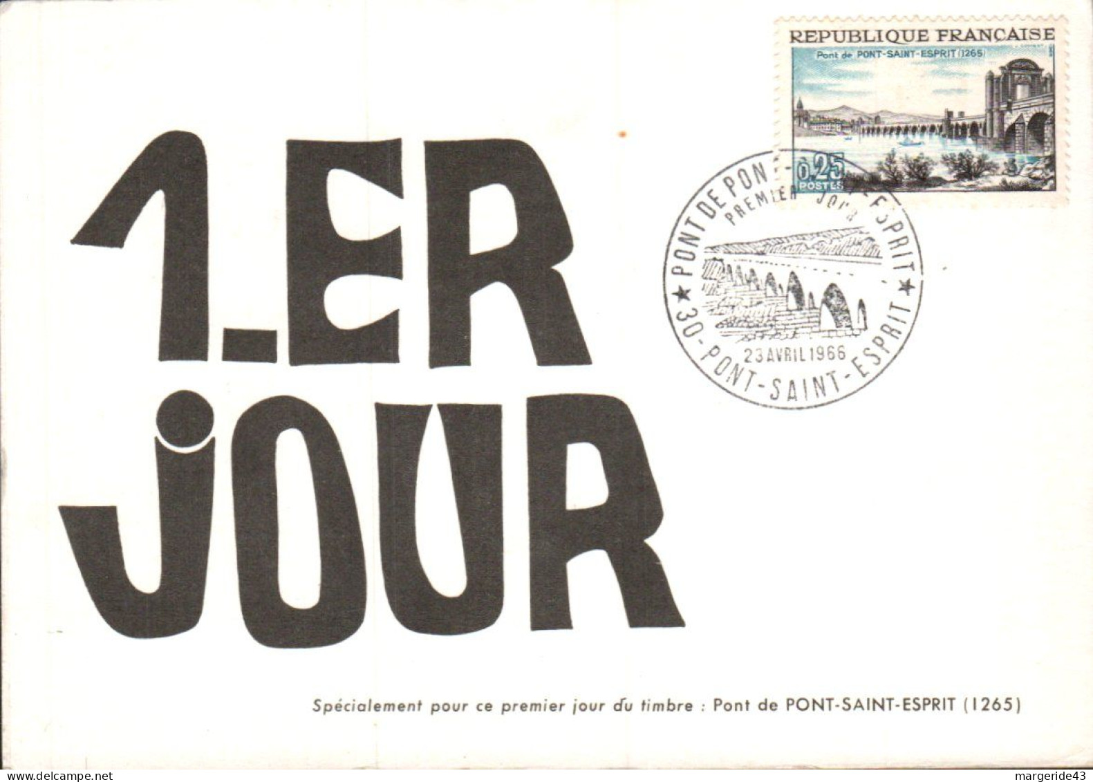 CARTE MAXIMUM DE LABORATOIRE 1966 PONT SAINT ESPRIT - 1960-1969