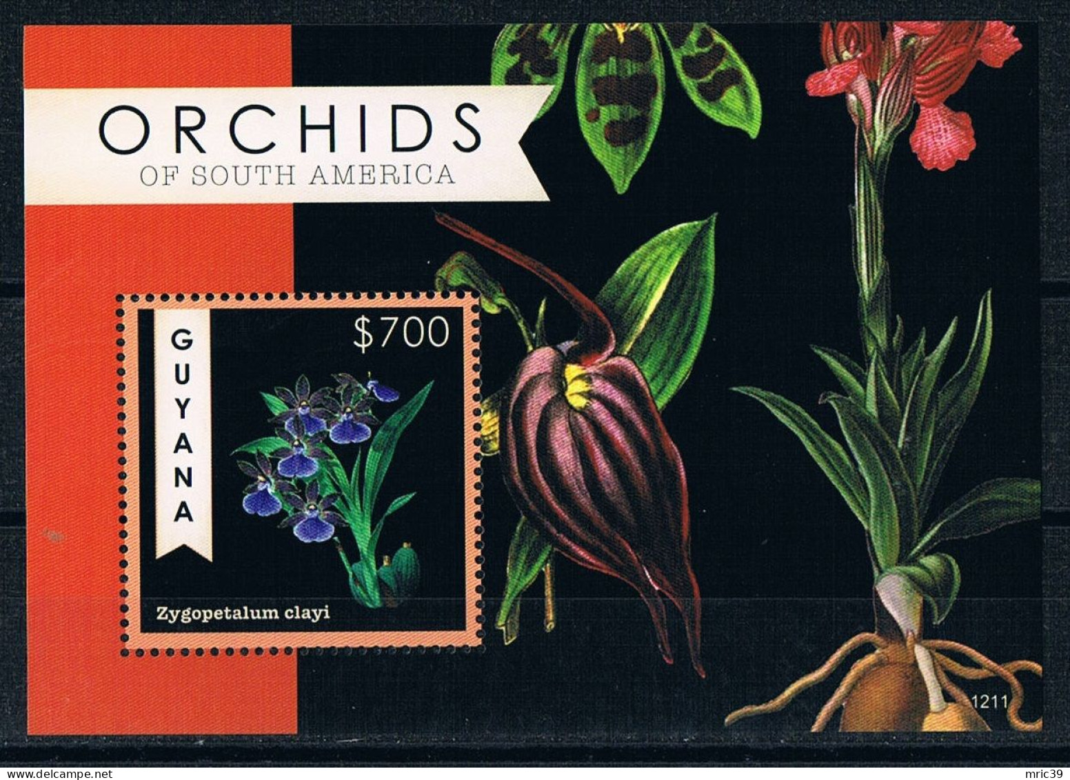 Bloc Sheet  Fleurs Orchidées Flowers Orchids  Neuf  MNH **   Guyana 2012 - Orchideeën