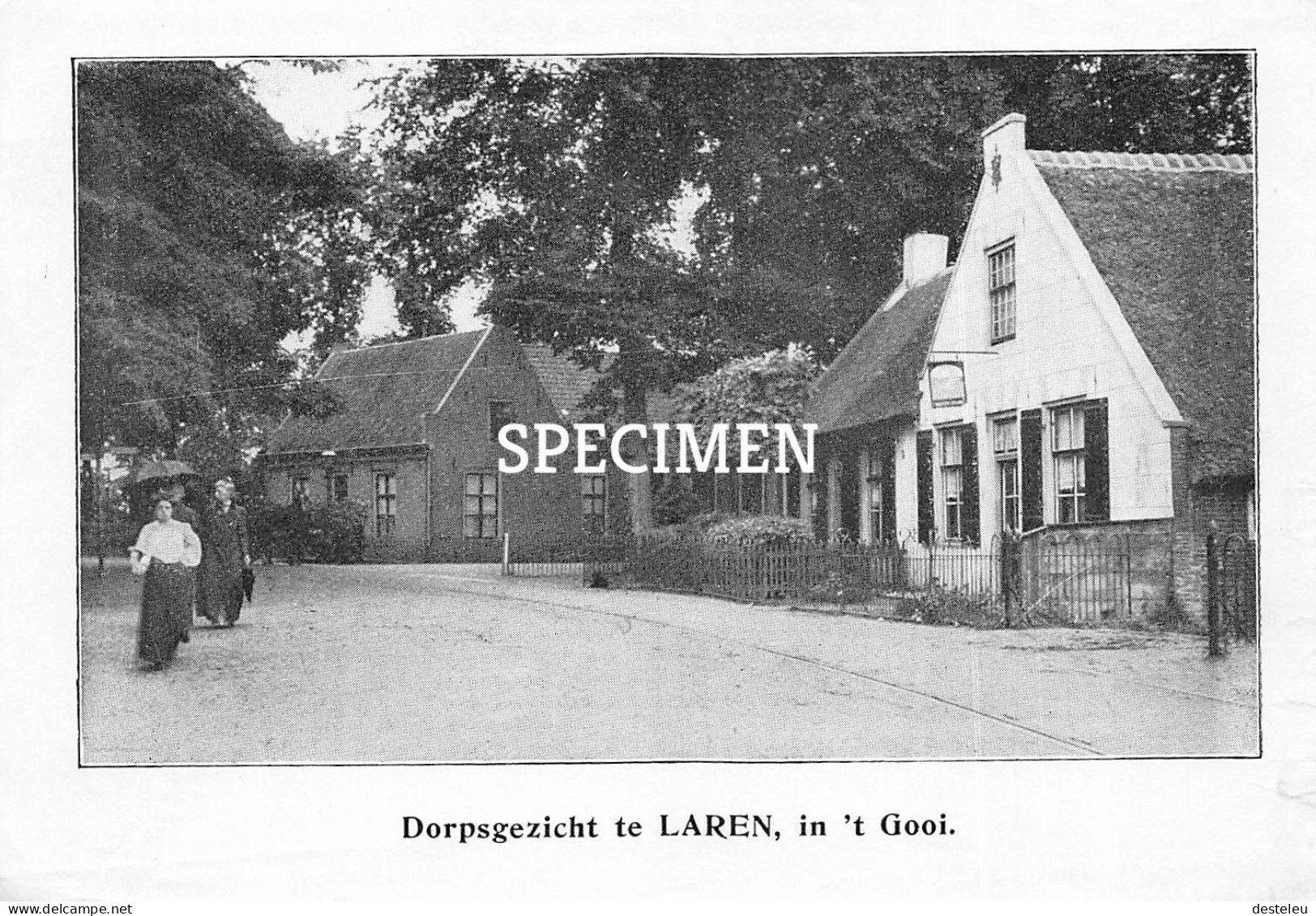 Prent - Dorpsgezicht Te Laren In 't Gooi  - 8.5x12.5 Cm - Laren (NH)