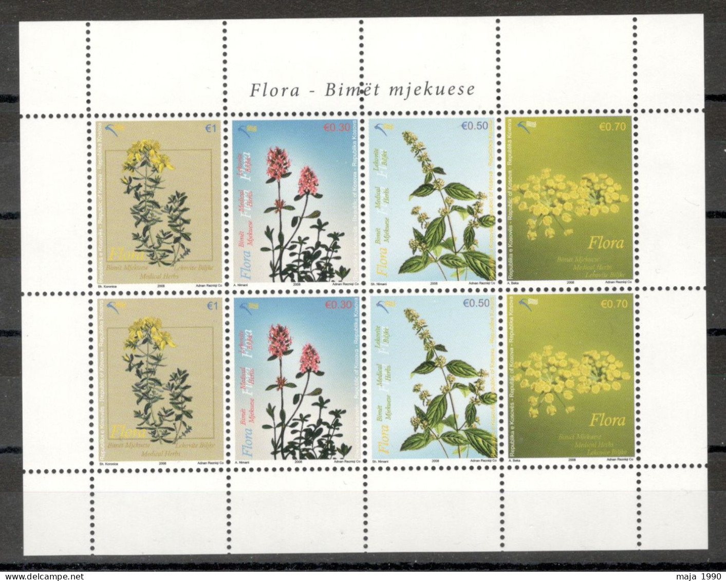 KOSOVO - MNH SMALL SHEET - MEDICAL HERBS - FLORA - FLOWERS - 2008. - Kosovo