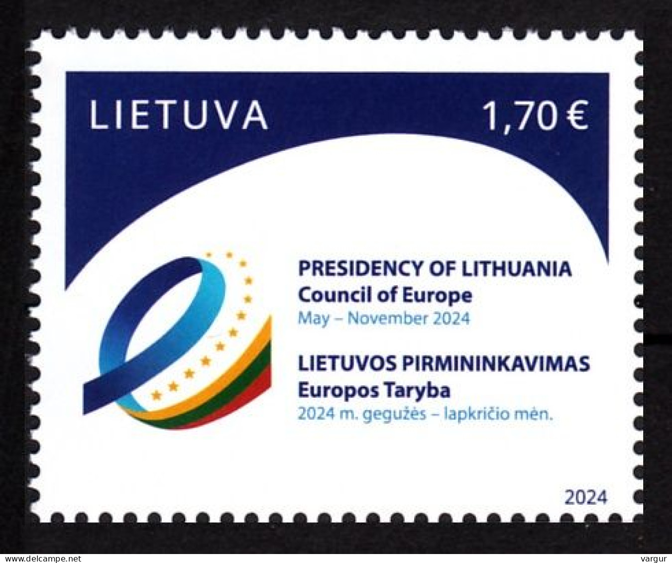 LITHUANIA 2024-04 EUROPA: Presidency In Council Of Europe. Flag, MNH - Idées Européennes