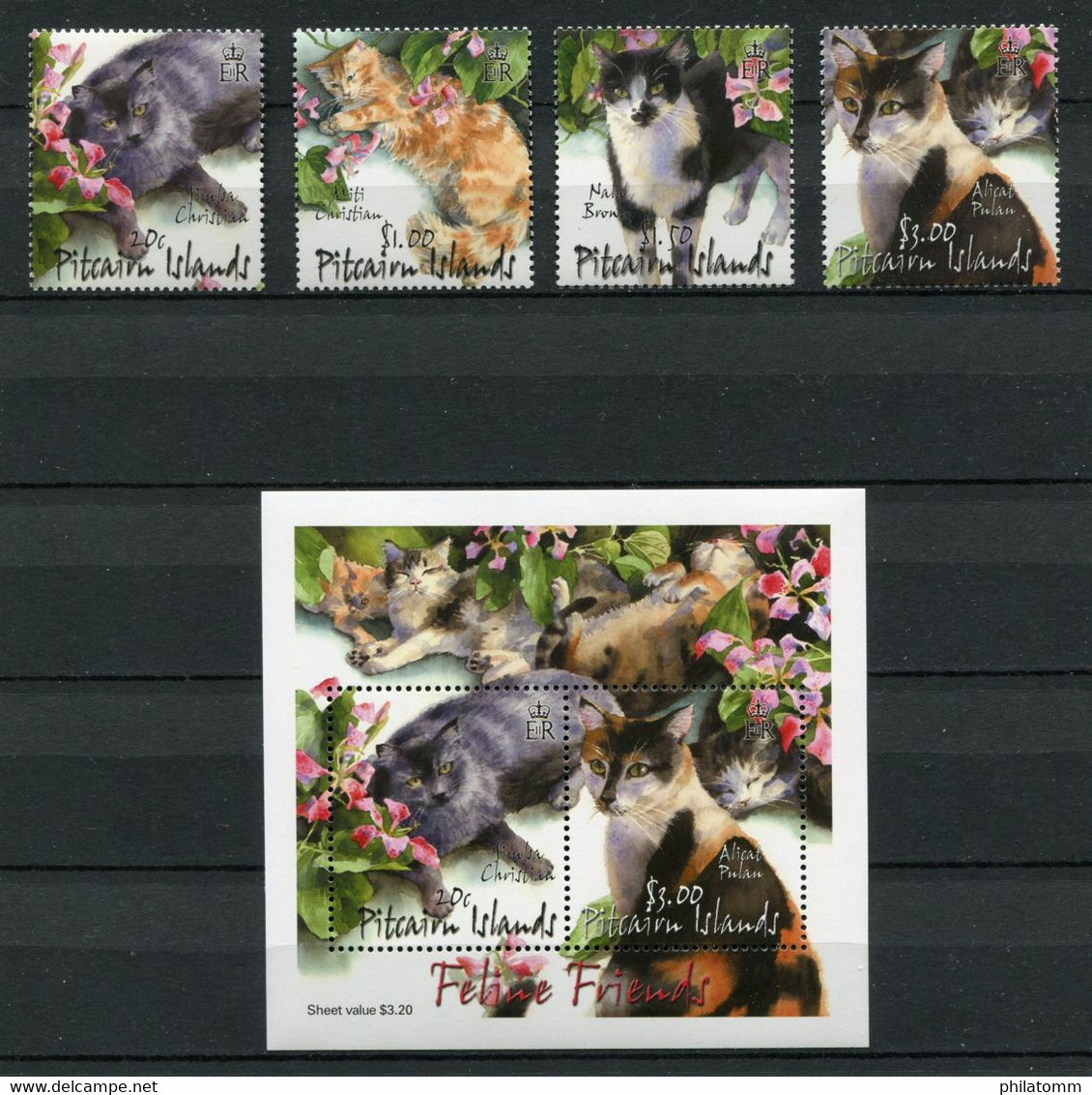 Pitcairn - Block Nr. 30 Und Mi.Nr. 609 / 612  - "Katzen" ** / MNH (aus Dem Jahr 2002) - Pitcairn Islands