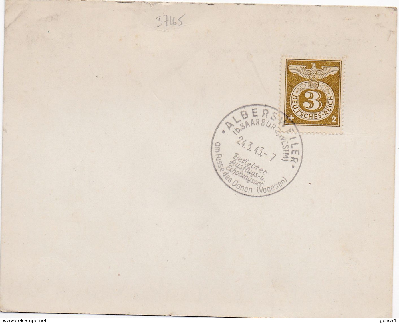 37165# CARTE POSTALE Obl ALBERSVILLER B SAARBURG WESTMARK 1943 AM FUSSE DES DONON VOGESEN ABRESCHVILLER SARREBOURG - Lettres & Documents