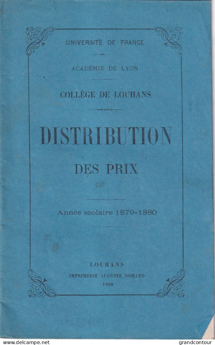 Livret Louhans Distribution Des Prix - Documents Historiques