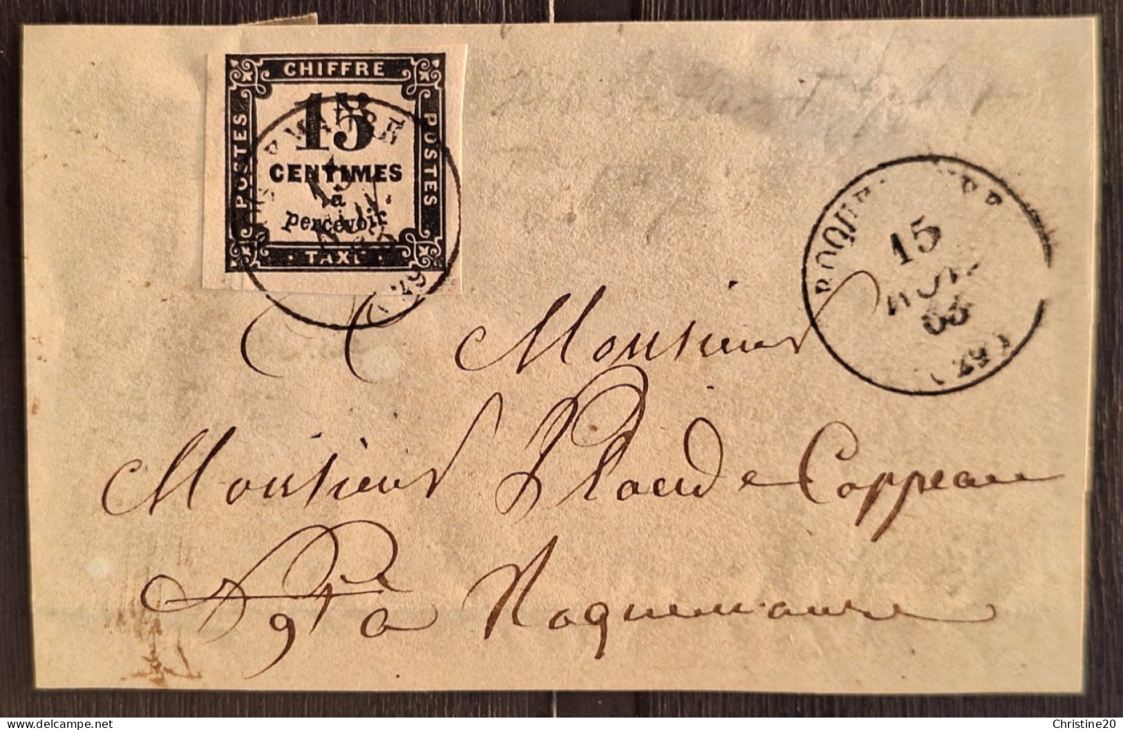 France 1863 Taxe °3B  Ob Sur Fgt TB - 1859-1959 Lettres & Documents