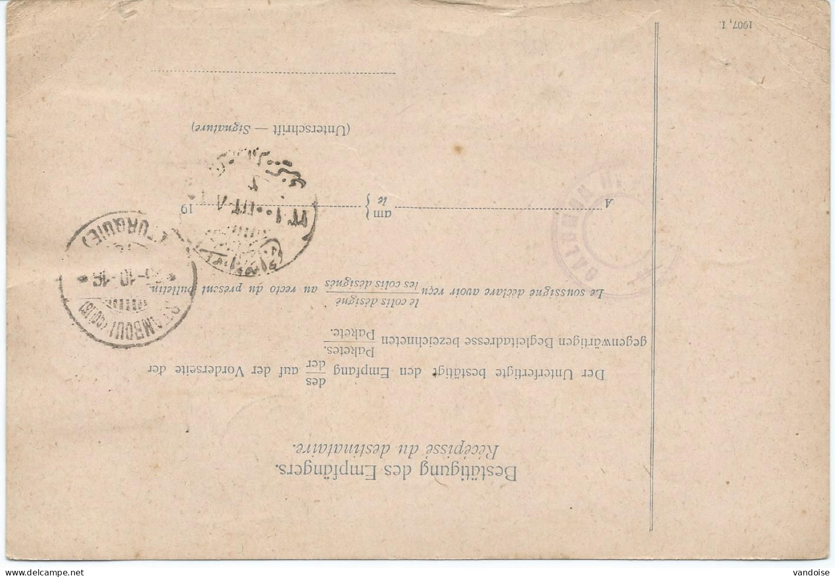 BULLETIN DE COLIS POSTAL 1916 AVEC AFFRANCHISSEMENT COMPLEMENTAIRE POUR CONSTANTINOPLE - Andere & Zonder Classificatie