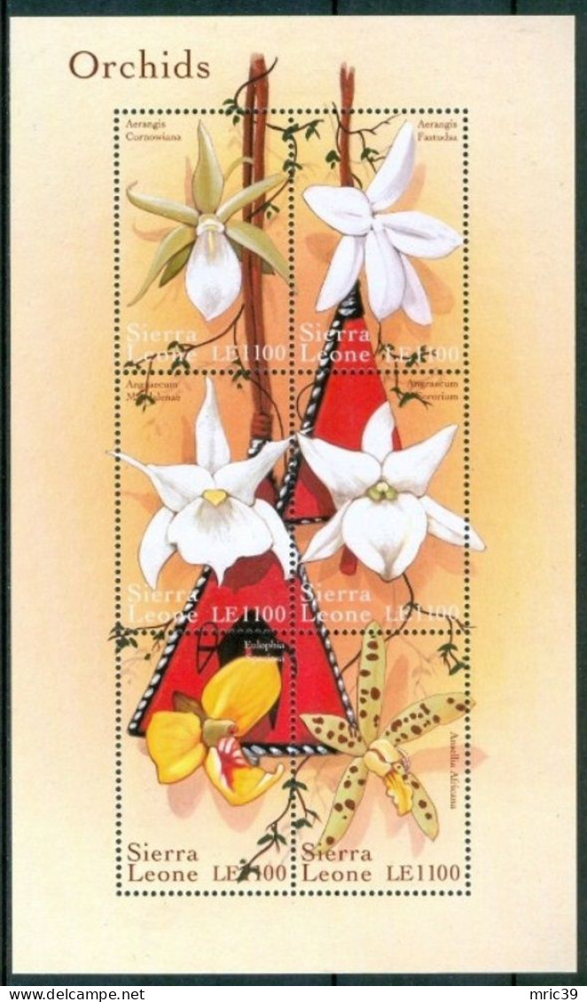 Bloc Sheet  Fleurs Orchidées Flowers Orchids  Neuf  MNH **   Sierra Leone 2000 - Orchids