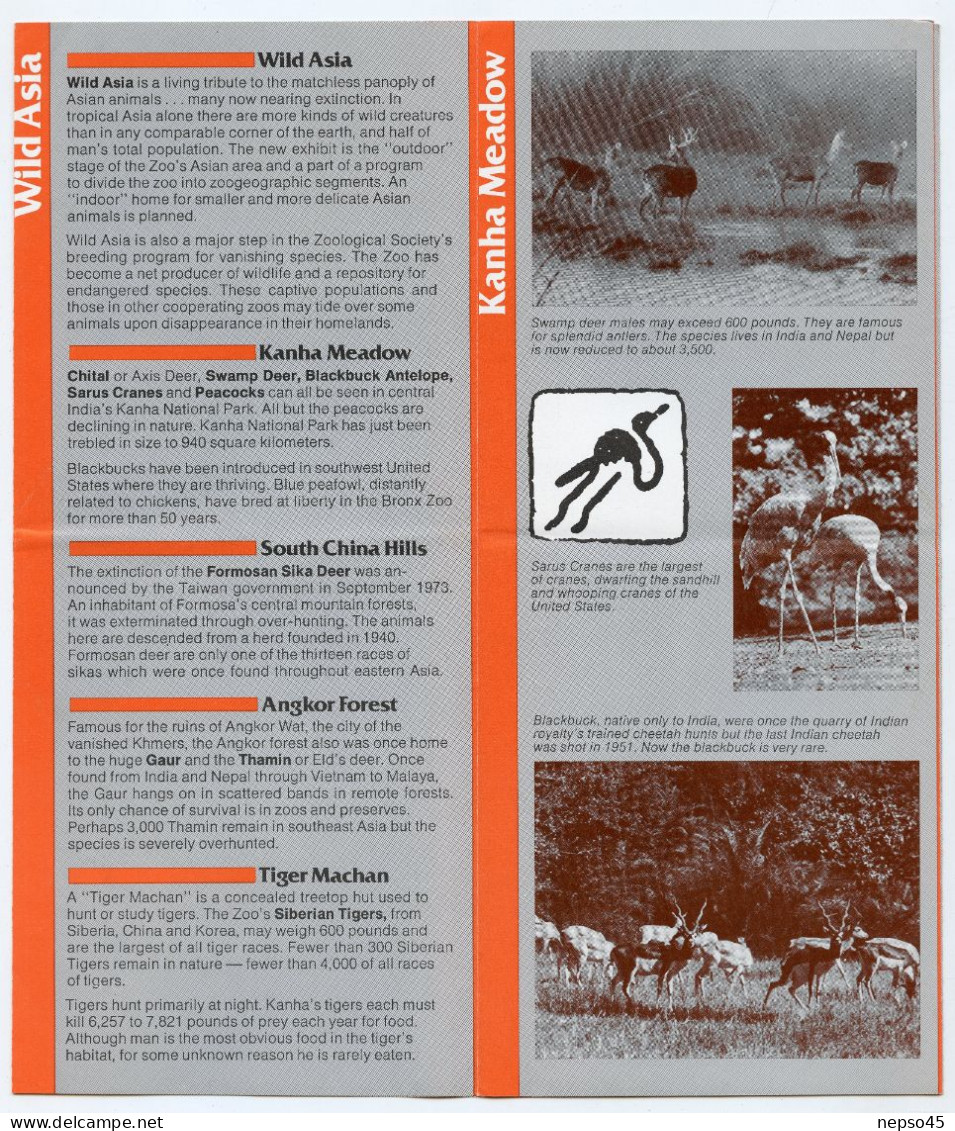 Dépliant Touristique.Amérique New York Wild Asia.Bronx Zoo.Kanha Meadow.south China Hills.Angkor Forest.Tiger Machan. - Dépliants Touristiques